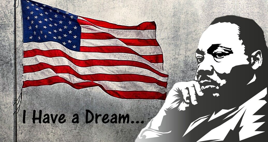 Dr. Martin Luther King Jr. and US Flag